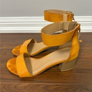 Elegant Orange Block Heel Sandals